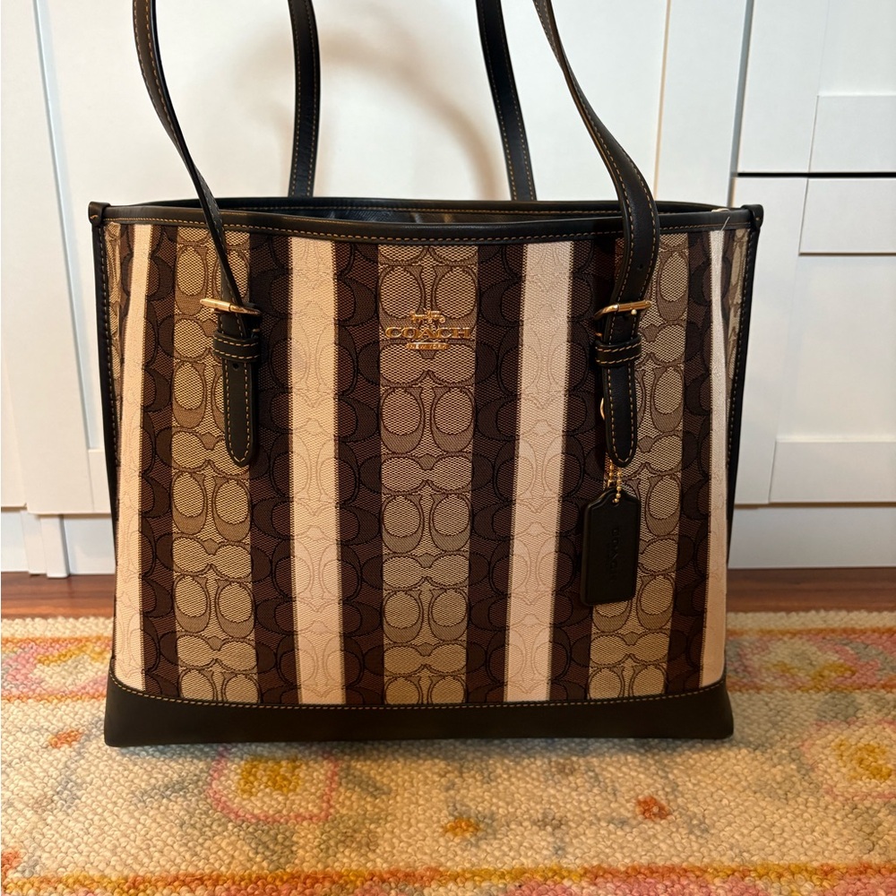 Coach Signature Striped Tote
